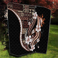Samoa Siapo Tribal Pattern Quilt Brown Polynesian Plumeria Tapa Motif