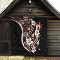 Samoa Siapo Tribal Pattern Quilt Brown Polynesian Plumeria Tapa Motif