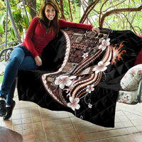 Samoa Siapo Tribal Pattern Quilt Brown Polynesian Plumeria Tapa Motif