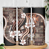Samoa Siapo Tribal Pattern Skinny Tumbler Brown Polynesian Plumeria Tapa Motif LT9 - Polynesian Pride