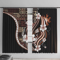 Samoa Siapo Tribal Pattern Window Curtain Brown Polynesian Plumeria Tapa Motif