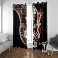 Samoa Siapo Tribal Pattern Window Curtain Brown Polynesian Plumeria Tapa Motif
