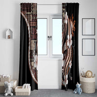 Samoa Siapo Tribal Pattern Window Curtain Brown Polynesian Plumeria Tapa Motif
