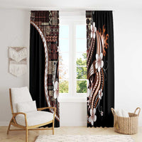 Samoa Siapo Tribal Pattern Window Curtain Brown Polynesian Plumeria Tapa Motif