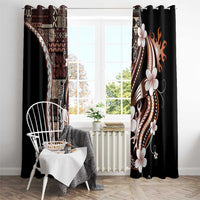 Samoa Siapo Tribal Pattern Window Curtain Brown Polynesian Plumeria Tapa Motif