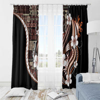 Samoa Siapo Tribal Pattern Window Curtain Brown Polynesian Plumeria Tapa Motif