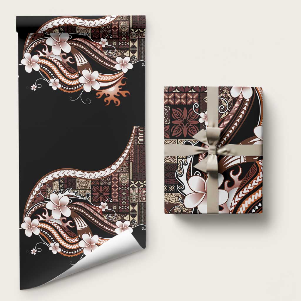 Samoa Siapo Tribal Pattern Wrapping Paper Brown Polynesian Plumeria Tapa Motif