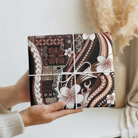 Samoa Siapo Tribal Pattern Wrapping Paper Brown Polynesian Plumeria Tapa Motif
