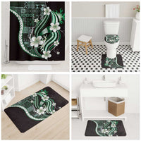 Samoa Siapo Tribal Pattern Bathroom Set Forest Green Polynesian Plumeria Tapa Motif