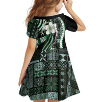 Samoa Siapo Tribal Pattern Family Matching Mermaid Dress and Hawaiian Shirt Forest Green Polynesian Plumeria Tapa Motif LT9 - Polynesian Pride