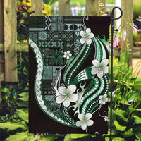 Samoa Siapo Tribal Pattern Garden Flag Forest Green Polynesian Plumeria Tapa Motif