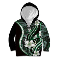 Samoa Siapo Tribal Pattern Kid Hoodie Forest Green Polynesian Plumeria Tapa Motif LT9 Zip Hoodie Green - Polynesian Pride