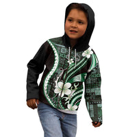 Samoa Siapo Tribal Pattern Kid Hoodie Forest Green Polynesian Plumeria Tapa Motif LT9 - Polynesian Pride