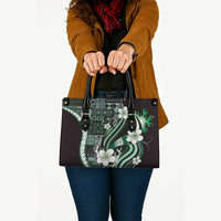 Samoa Siapo Tribal Pattern Leather Bag Forest Green Polynesian Plumeria Tapa Motif
