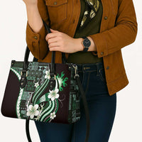 Samoa Siapo Tribal Pattern Leather Bag Forest Green Polynesian Plumeria Tapa Motif