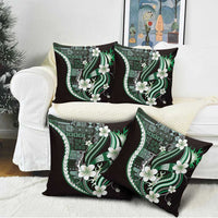 Samoa Siapo Tribal Pattern Pillow Cover Forest Green Polynesian Plumeria Tapa Motif