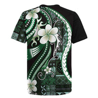 Samoa Siapo Tribal Pattern Rugby Jersey Forest Green Polynesian Plumeria Tapa Motif