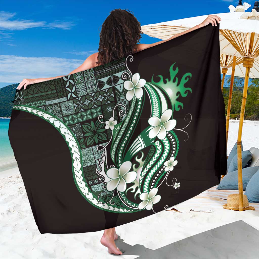 Samoa Siapo Tribal Pattern Sarong Forest Green Polynesian Plumeria Tapa Motif LT9 One Size 44 x 66 inches Green - Polynesian Pride