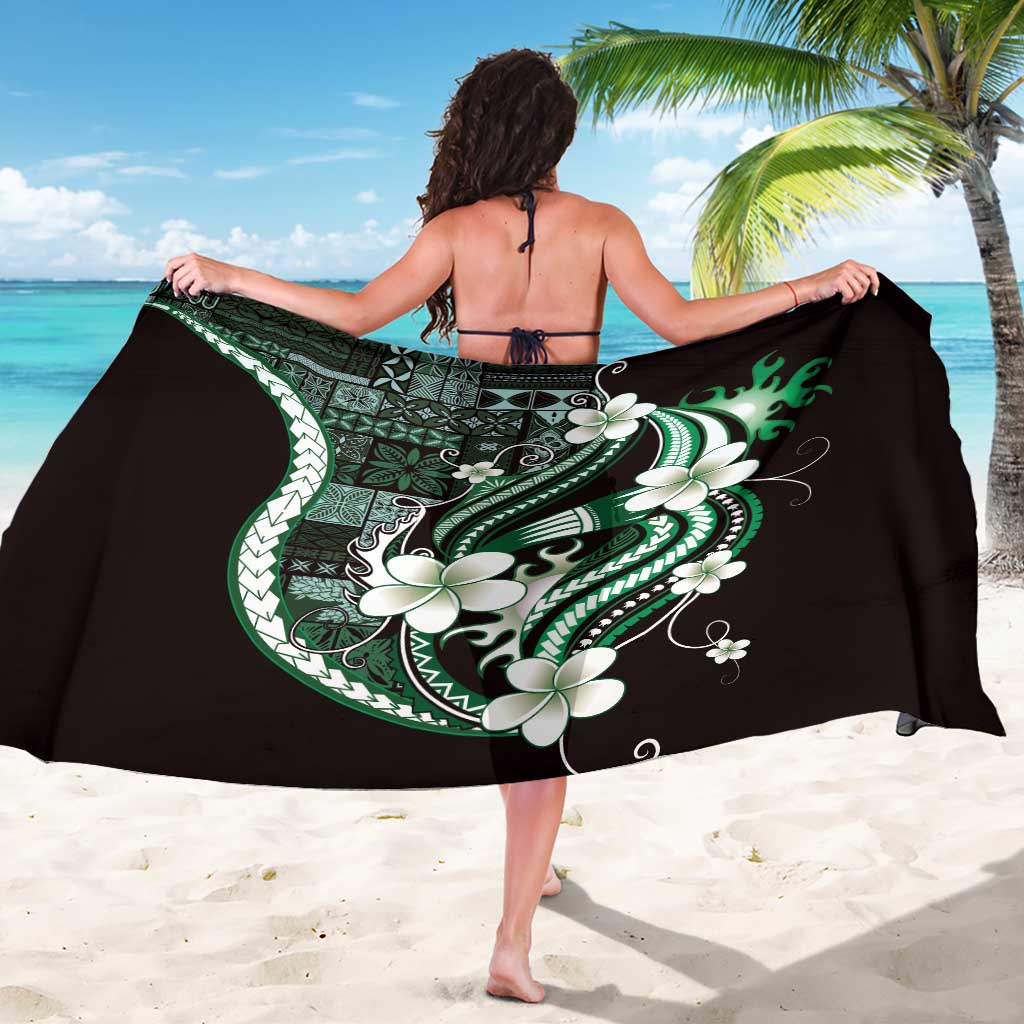 Samoa Siapo Tribal Pattern Sarong Forest Green Polynesian Plumeria Tapa Motif LT9 - Polynesian Pride
