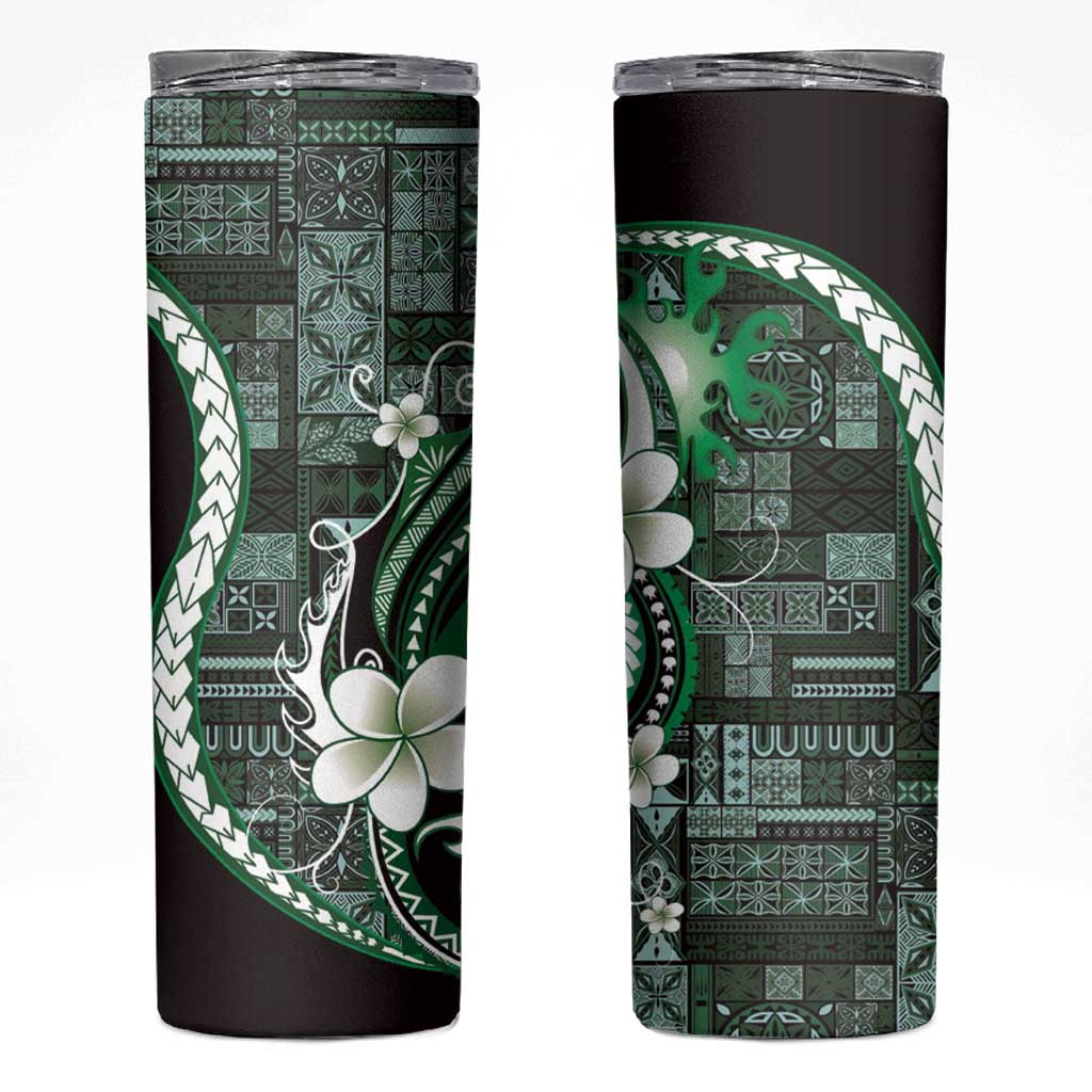 Samoa Siapo Tribal Pattern Skinny Tumbler Forest Green Polynesian Plumeria Tapa Motif LT9 Green - Polynesian Pride