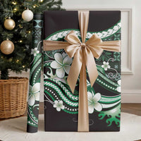 Samoa Siapo Tribal Pattern Wrapping Paper Forest Green Polynesian Plumeria Tapa Motif