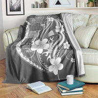 Samoa Siapo Tribal Pattern Blanket Light Gray Polynesian Plumeria Tapa Motif