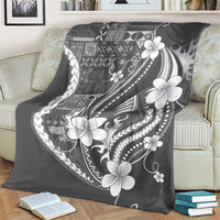 Samoa Siapo Tribal Pattern Blanket Light Gray Polynesian Plumeria Tapa Motif