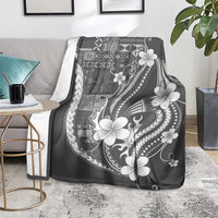 Samoa Siapo Tribal Pattern Blanket Light Gray Polynesian Plumeria Tapa Motif
