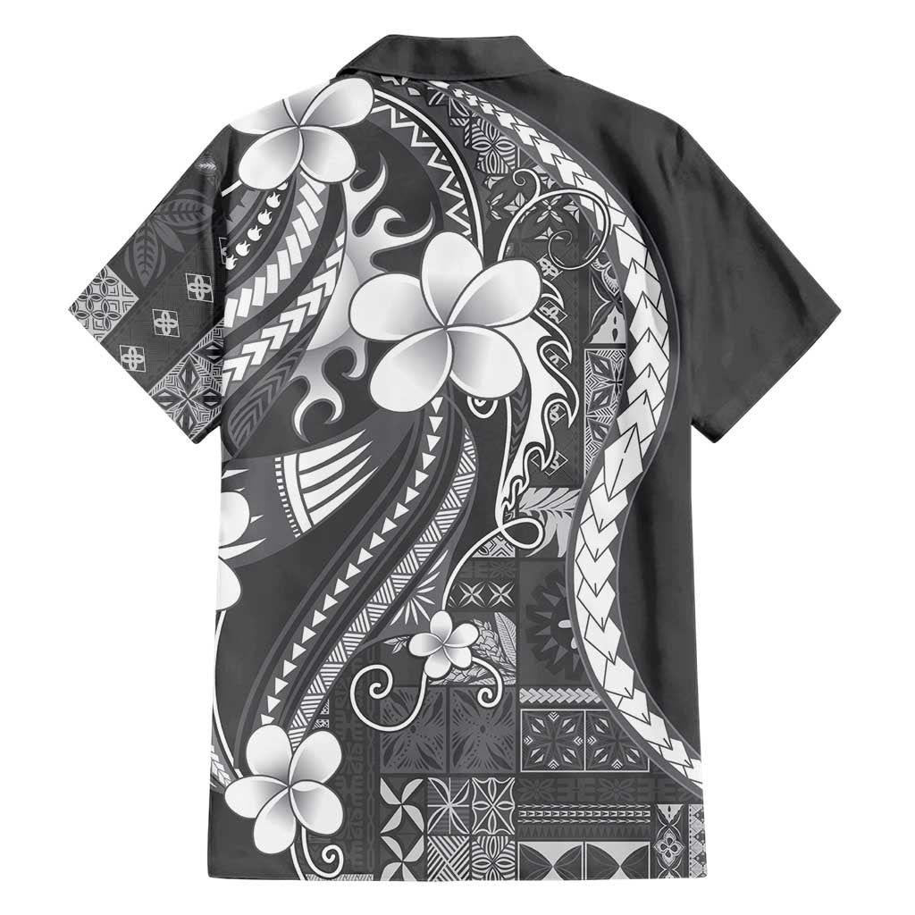 Samoa Siapo Tribal Pattern Family Matching Mermaid Dress and Hawaiian Shirt Light Gray Polynesian Plumeria Tapa Motif LT9 - Polynesian Pride