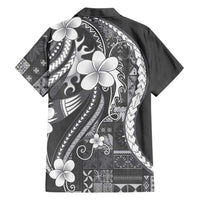 Samoa Siapo Tribal Pattern Family Matching Mermaid Dress and Hawaiian Shirt Light Gray Polynesian Plumeria Tapa Motif LT9 - Polynesian Pride