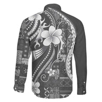 Samoa Siapo Tribal Pattern Family Matching Mermaid Dress and Hawaiian Shirt Light Gray Polynesian Plumeria Tapa Motif LT9 - Polynesian Pride