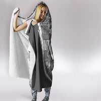Samoa Siapo Tribal Pattern Hooded Blanket Light Gray Polynesian Plumeria Tapa Motif