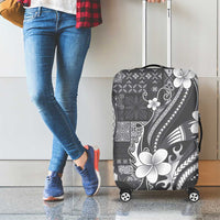 Samoa Siapo Tribal Pattern Luggage Cover Light Gray Polynesian Plumeria Tapa Motif LT9 - Polynesian Pride