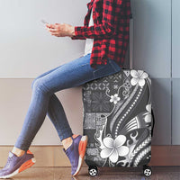 Samoa Siapo Tribal Pattern Luggage Cover Light Gray Polynesian Plumeria Tapa Motif LT9 - Polynesian Pride