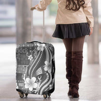 Samoa Siapo Tribal Pattern Luggage Cover Light Gray Polynesian Plumeria Tapa Motif LT9 - Polynesian Pride
