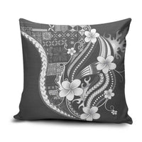 Samoa Siapo Tribal Pattern Pillow Cover Light Gray Polynesian Plumeria Tapa Motif