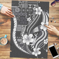 Samoa Siapo Tribal Pattern Puzzle Light Gray Polynesian Plumeria Tapa Motif