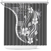 Samoa Siapo Tribal Pattern Shower Curtain Light Gray Polynesian Plumeria Tapa Motif LT9 Gray - Polynesian Pride