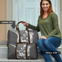 Samoa Siapo Tribal Pattern Travel Bag Light Gray Polynesian Plumeria Tapa Motif