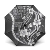 Samoa Siapo Tribal Pattern Umbrella Light Gray Polynesian Plumeria Tapa Motif
