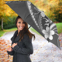 Samoa Siapo Tribal Pattern Umbrella Light Gray Polynesian Plumeria Tapa Motif