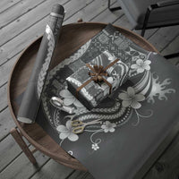 Samoa Siapo Tribal Pattern Wrapping Paper Light Gray Polynesian Plumeria Tapa Motif