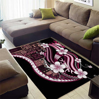 Samoa Siapo Tribal Pattern Area Rug Violet Polynesian Plumeria Tapa Motif