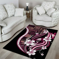 Samoa Siapo Tribal Pattern Area Rug Violet Polynesian Plumeria Tapa Motif