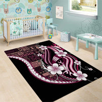 Samoa Siapo Tribal Pattern Area Rug Violet Polynesian Plumeria Tapa Motif