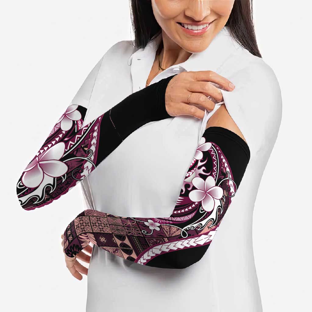 Samoa Siapo Tribal Pattern Arm Sleeves Violet Polynesian Plumeria Tapa Motif LT9 - Polynesian Pride