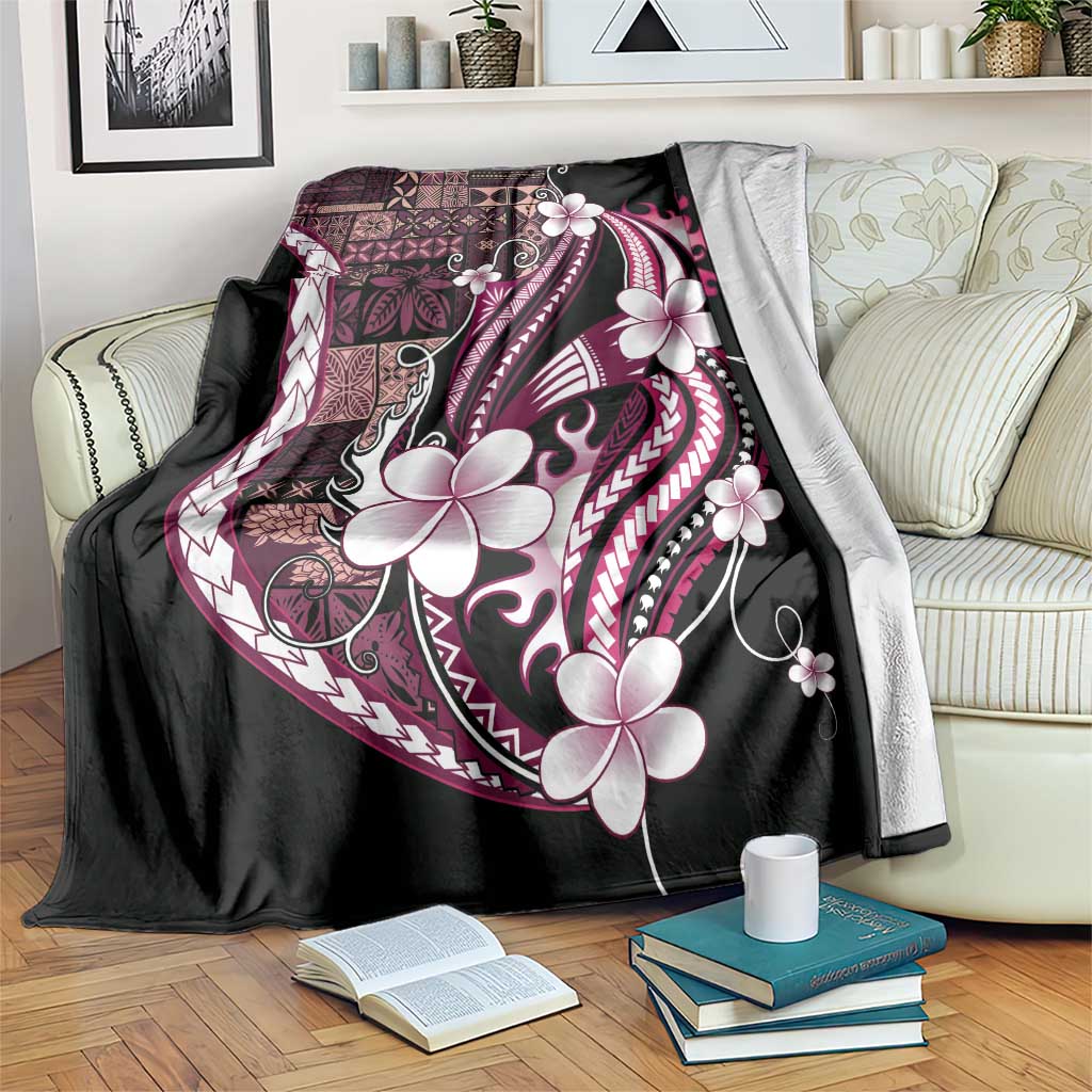 Samoa Siapo Tribal Pattern Blanket Violet Polynesian Plumeria Tapa Motif