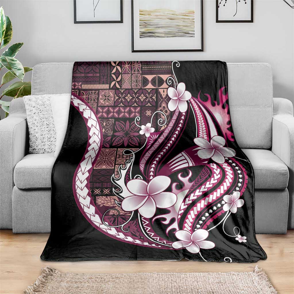 Samoa Siapo Tribal Pattern Blanket Violet Polynesian Plumeria Tapa Motif