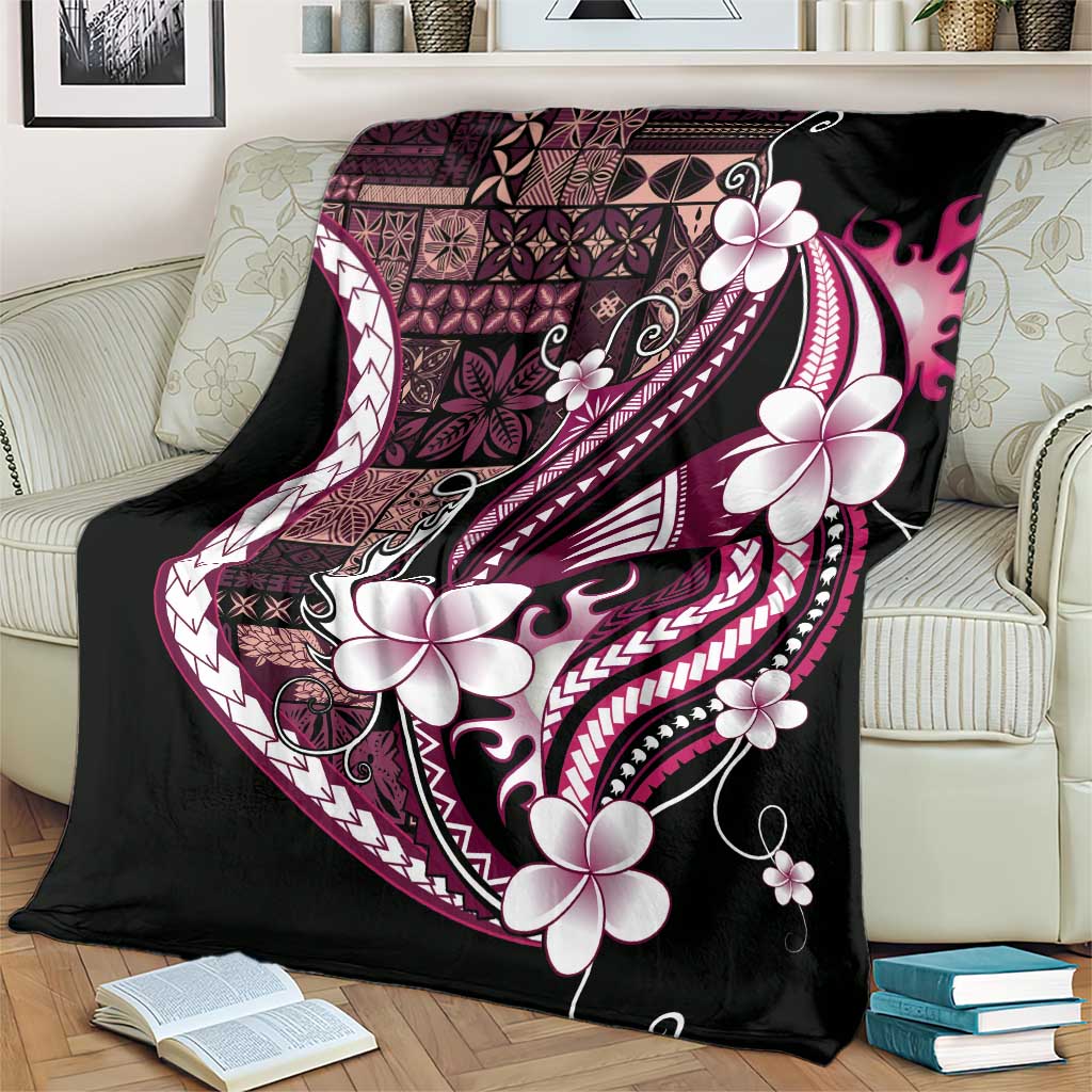 Samoa Siapo Tribal Pattern Blanket Violet Polynesian Plumeria Tapa Motif