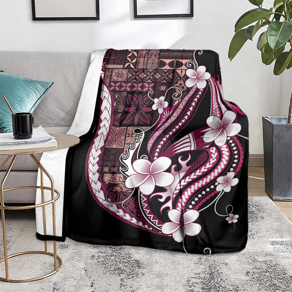 Samoa Siapo Tribal Pattern Blanket Violet Polynesian Plumeria Tapa Motif